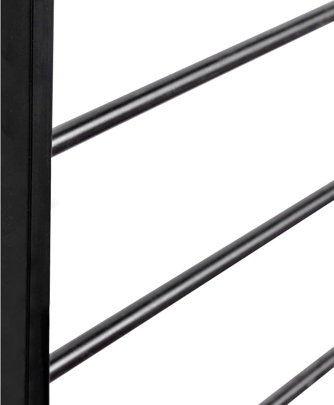 MyGift 4 Foot Tall Modern Matte Black Metal Wall Mounted Horizontal Bars Trellis, Outdoor Hanging Support Frame for Climbing Garden Plants and Crawling Vines, Set of 2