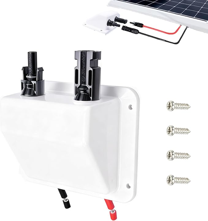 Solar Cable Entry Gland,1Ft/30cm 10AWG Soft Solar Extension Cable and Connector, UV Resistance Dual Cable Entry Gland Housing on Rv, Boat, Camper (1Ft White)