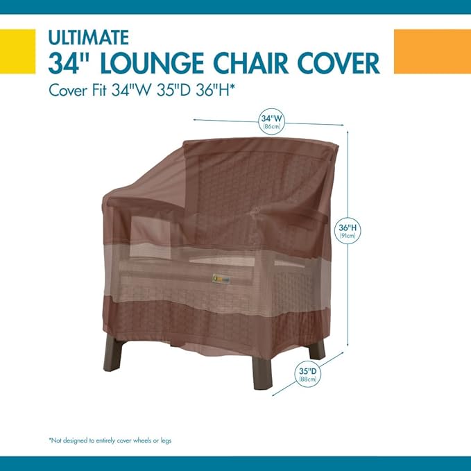 DUCKCOVERS Ultimate Waterproof 36 Inch Patio Chair Cover, 2 Pack, Outdoor Patio Chair Covers