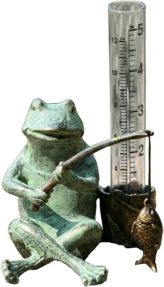 SPI Home 33456 Frog Fisherman Rain Gauge