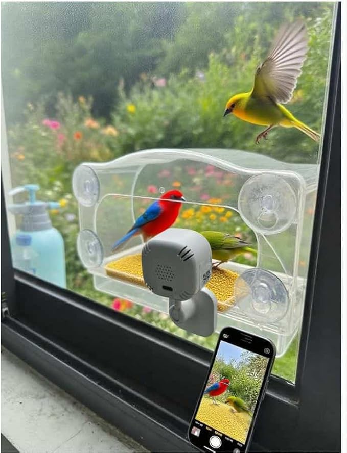 VicoHome X22 Bird Feeder Camera with Smart Window - Clear Acrylic, Outdoor Birdhouse Cam, Full-Color Night Vision, AI Bird Recognition, Motion Alerts, App Control, IP65 Waterproof