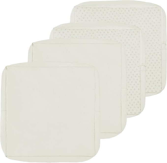 Easy-Going Waterproof Patio Cushion Covers 22x20x4 inch 4 Pack Replacement Non-Slip Outdoor Seat Cushion Slipcover with Zipper. Cream