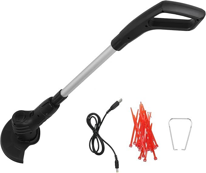 Electric Weed Wacker Cordless Stringless Electric Lawn Mower Handheld Long Battery Life Household Cordless Small USB Rechargeable Field Mower with 20 Replace Blades for Yard Garden