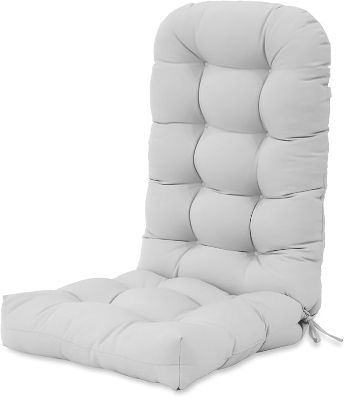 COOS BAY High Back Adirondack Chair Cushions for Outdoor Furniture, 49x20x5 in Water-Resistant Thick Tufted Patio Chair Cushions with Secure Straps, Set of 1, Light Gray