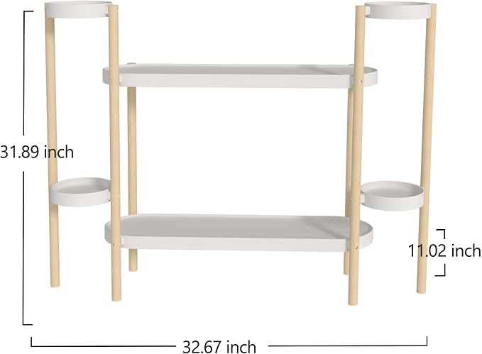 APRTAT Bamboo Plant Stand Indoor, Multi-Level 2 Tier Plant Shelf for Multiple Plants, Wooden Flower Pot Holder for Living Room, Balcony, Window & Patio, Holds 8 Pots, Natural Bamboo (4 Tier Shelf-2)