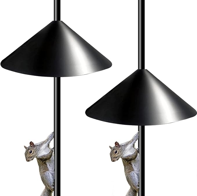 19 Inch PP Squirrel Proof Baffle for Protecting Outside Pole Bird Feeders and Bird Houses, Pole Mount Raccoon and Squirrel Guard Stopper for Shepherd Hooks - Black, 2 Pack