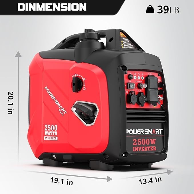PowerSmart 2500 Watt Portable Inverter Generator, 79.8cc Gas Powered Engine with 5.5H Long Runtime, Ultra Quiet Small Generator for Camping, RV, Home Power Outage and Outdoor Emergency (HB5020)