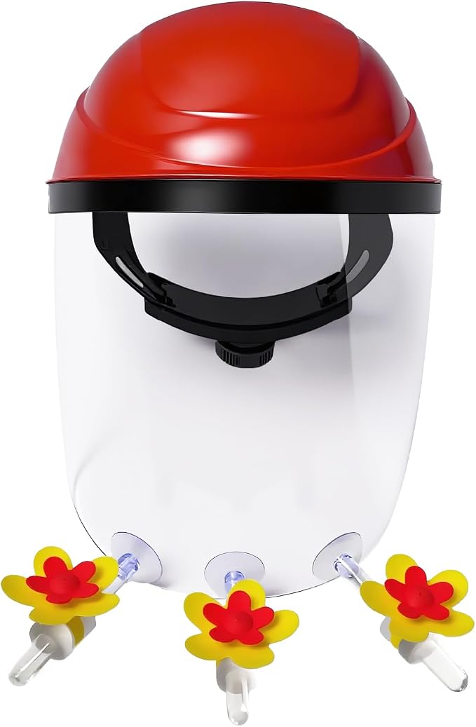 Hummingbird Feeder Helmet | Multi-Purpose Hummingbird Feeder Hat | 3 Spill-Resistant Ports, Fog-Resistant Lens, Adjustable Headband