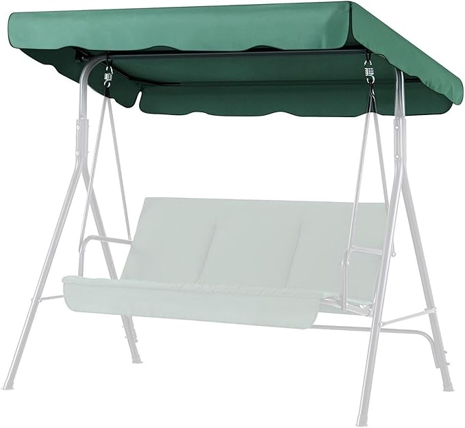 Flexzion Swing Canopy Cover (Green) 77"x43" - Deluxe Polyester Top Replacement UV Block Sun Shade Waterproof Decor for Outdoor Garden Patio Yard Park Porch Seat Furniture