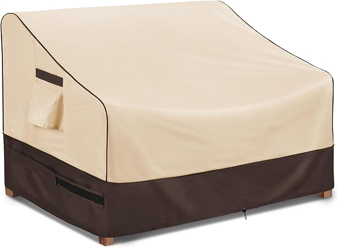 KylinLucky Waterproof Patio Loveseat Covers 62W x 38D x 35H inches,2-Seater Heavy Duty Outdoor Furniture Sofa Cover Khaki