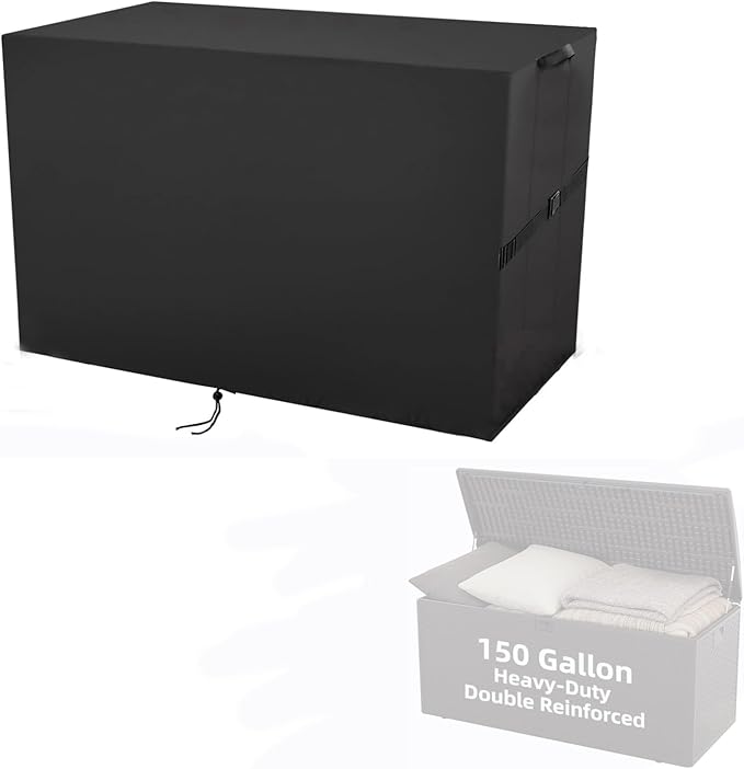 Deck Box Cover for Ortus Collective 150 Gallon Deck Box, Double Layer Waterproof Resin Storage Box Covers for Patio, Garden, Pool- 60 ''L x 27''W x 27 ''H