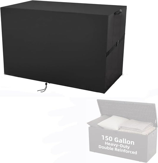 Deck Box Cover for Ortus Collective 150 Gallon Deck Box, Double Layer Waterproof Resin Storage Box Covers for Patio, Garden, Pool- 60 ''L x 27''W x 27 ''H
