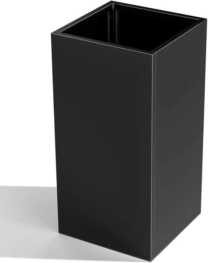 Nessxa Tall Metal Planter Box for Outdoor Plants 15" L x 15" W x 30" H, Heavy Duty Steel Planter Box with Removable Insert Shelf, Rectangular Planters for Porch, Garden, Yard, Hotel (Black)