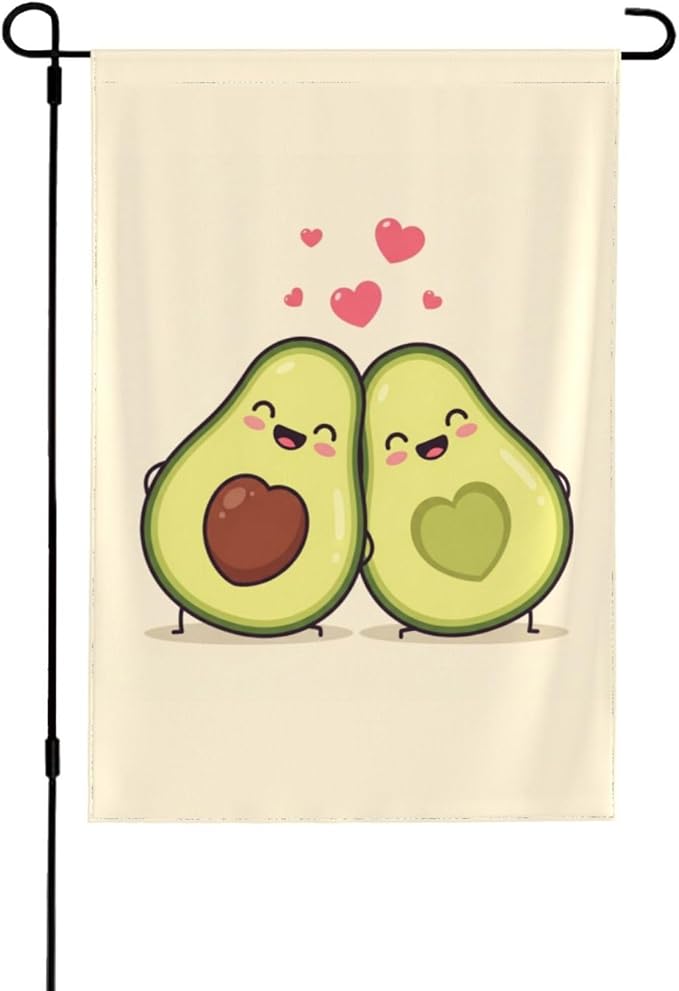 Delerain Avocado Couple Garden Flag, 28 x 40 Inch Double Sided Design Weather Resistant Indoor & Outdoor Decoration Small Banner for Home Yard Lawn Patio Office