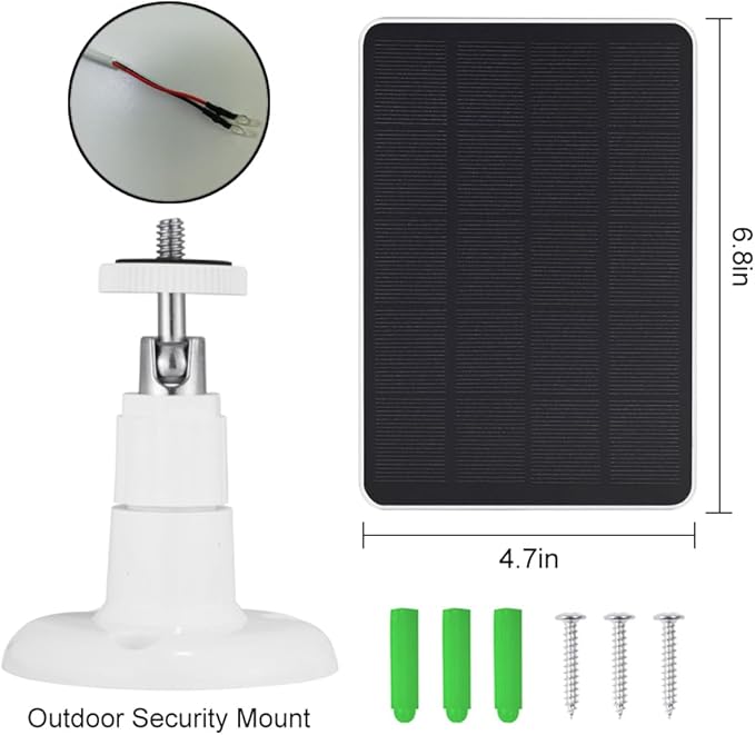 Solar Panel for Ring Doorbell, 5W Solar Panel Camera Charger Cable Compatible with Ring Video Doorbell 2, Doorbell 3, Video Doorbell 3+, Doorbell 4, etc.Battery Operated Doorbells, 10FT Cable (White)