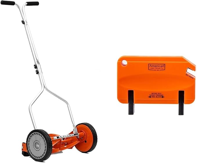 American Lawn Mower 14-Inch 4-Blade Push Reel Lawn Mower + Hand Sharpener