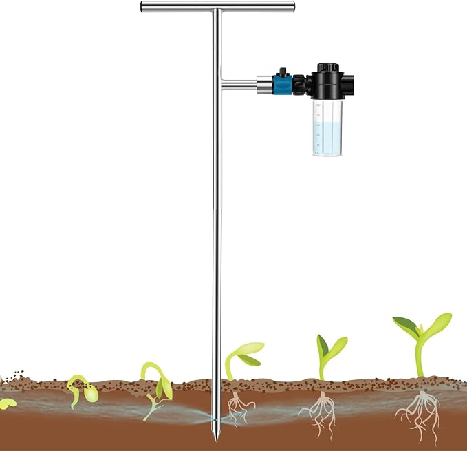 NEWTRY Deep Root Watering Tool, Root Feeder Waterer Irrigator Stainless Steel Tree Watering Spike with Fertilizer Bottle for Plants Trees Shrubs Bushes
