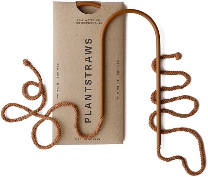 Beautiful Self-Watering Wick System for Effortless Plant Care, Automatic Drip Irrigation, Sustainable & Stylish Scandinavian Design, Ideal for House Plants (S, Brown Terracotta)