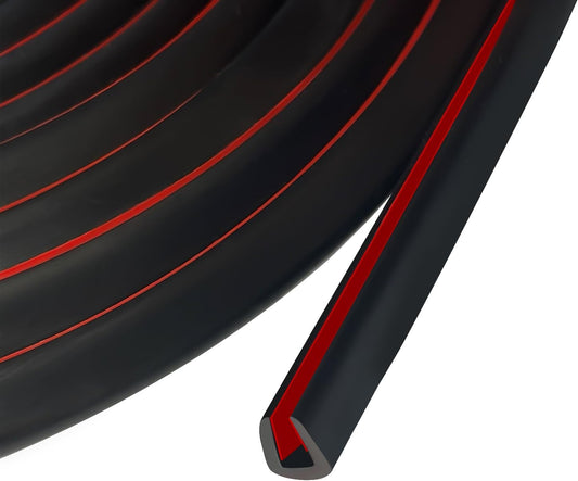 Edge Trim, 1/8" Rubber Edge Trim, Flexible Self Adhesive U Channel Edge Protector for Glass, Mirror, Plywood, Steel Panel Sharp Edges, U Shaped Peel and Stick Trim, Black Color, 20Ft