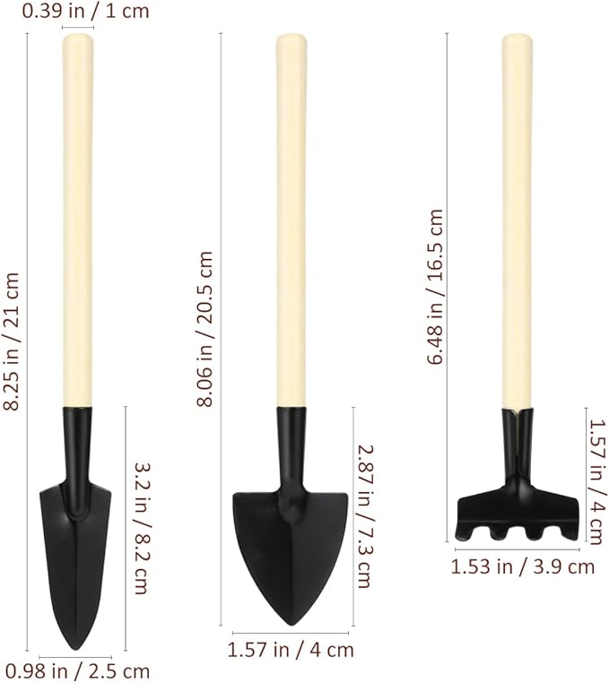Housoutil Mini Gardening Tools, 6Pcs Small Garden Tools Set, Miniature Shovel Rake Trowel for Indoor Plants Pots Succulent Terrarium Bonsai, Portable Fairy Garden Accessories Hand Supplies Kit