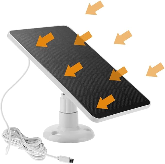 Solar Panel Charger -Weather Resistant, 4W 5V Solar Panel Wall Mounting Low-Power Solar Charging Panel Waterproof for Doorbell Security Camera,Bird Feeder Camera etc. with 300cm Cable Bracket