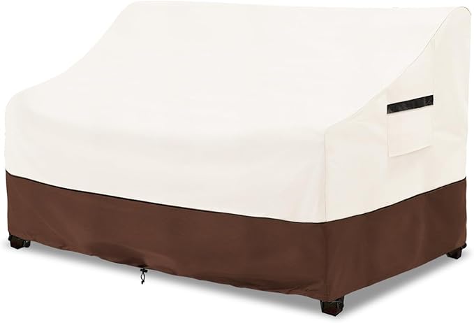 Patio Sofa Covers,100% Waterproof 2-Seater Outdoor Loveseat/Bench Cover,Patio Furniture Covers,66" Wx 35" Dx 36" H,Beige&Brown
