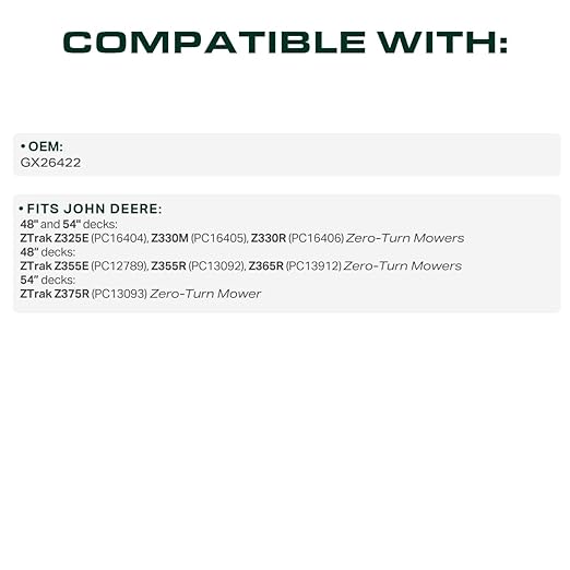 UDC Parts GX26422 Mower Deck Belt Replacement for John Deere Z325E Z375R Z355E Z355R Z330M Z365R Z330R ZTrak Zero Turn Mowers/Aramid Cord / 145.65 inches