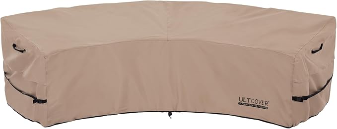 ULTCOVER Waterproof Patio Curved Sofa Sectional Cover for 3-4 Seaters Outdoor Furniture Couch 126"(Back Arc Length) x 82"(Front Arc Length)