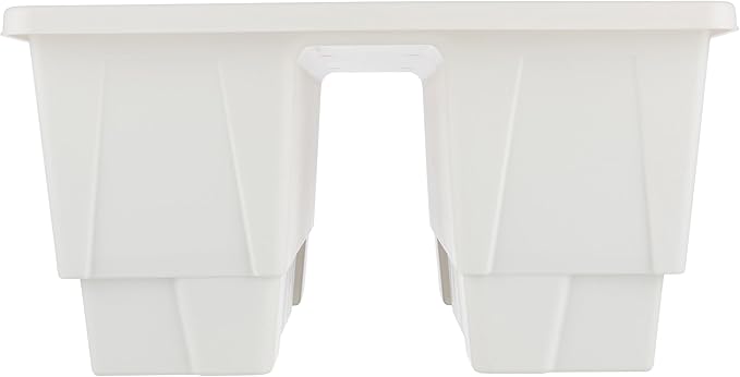 Railing Planter Box 2-Pack - 20.75-Inch Flower Boxes with Removable Drainage Inserts - 6-Gallon Outdoor Planters for Porch, Deck, or Balcony Decor, Fits Rail 3” - 4” by Pure Garden (White)