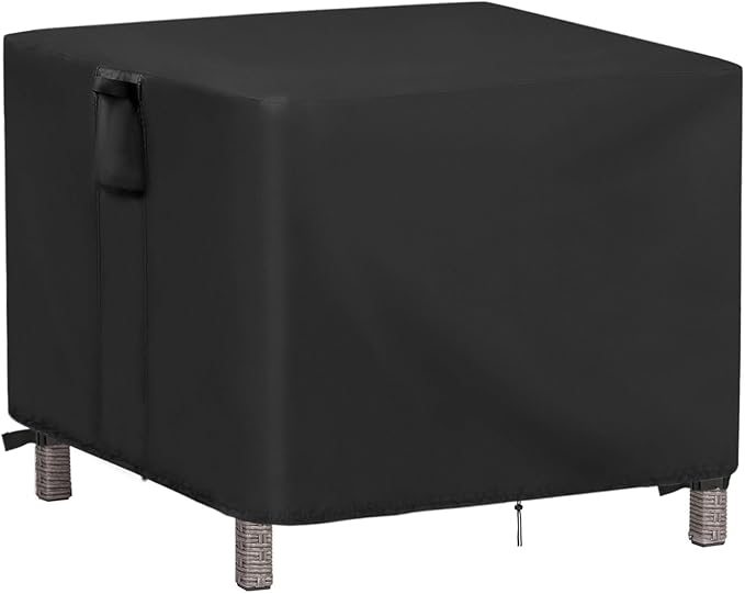 Outdoor Square Coffee Table Cover 26 Inch, Waterproof Patio Ottoman Cover, Heavy Duty Outdoor Small Furniture Cover - 26 x 26 x 23 Inch