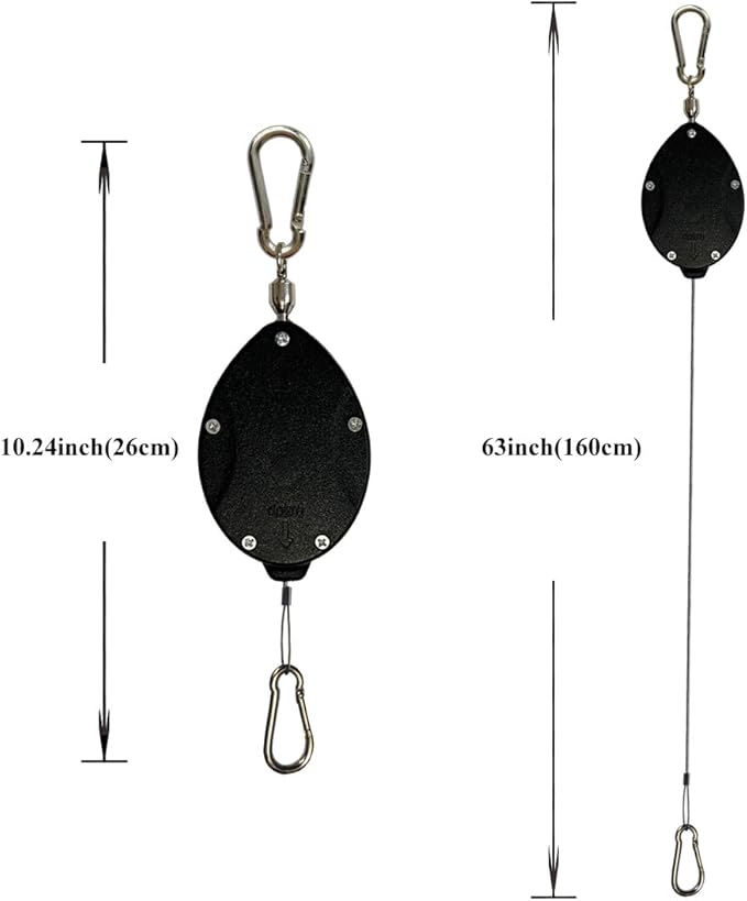 Update Retractable Plant Hanger with Pulley System - 2 Pack Adjustable 1.6M Stainless Steel Plant Hooks for Pots, Bird Feeders & Storage | 15kg/33lbs Max Load, Rustproof Indoor/Outdoor Use