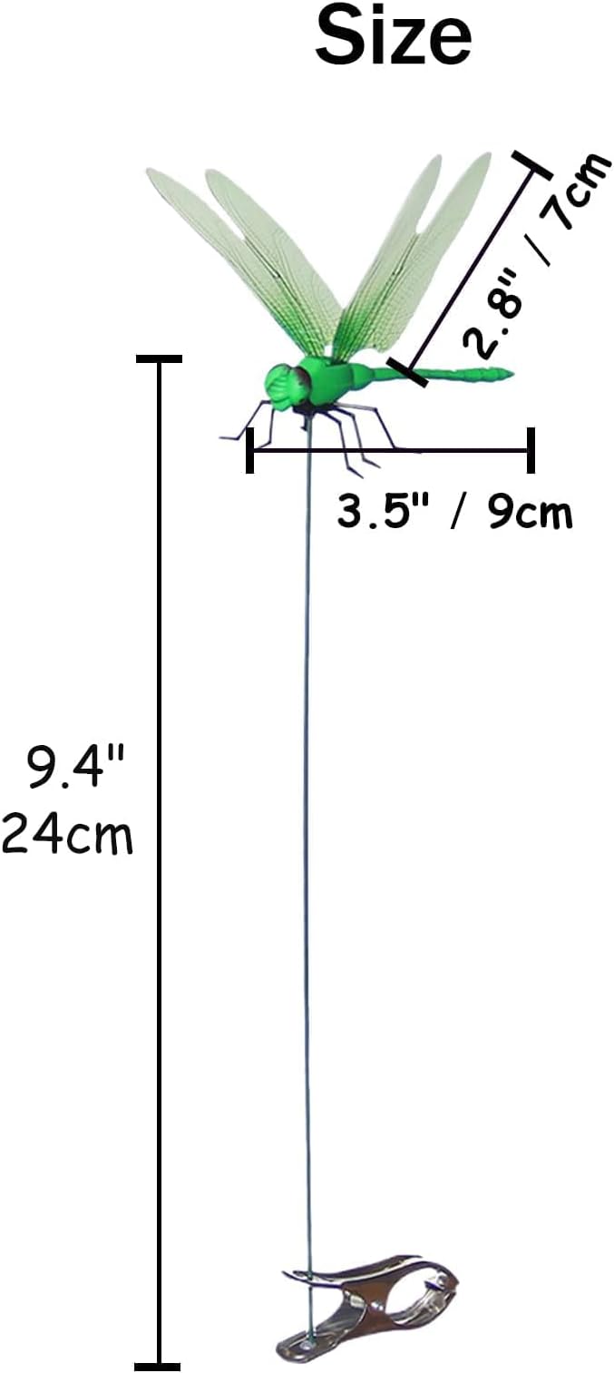 Jongdari 20pcs Dragonfly Hat Clip Realistic Fake Dragonflies Clip-On Garden Outdoor Decor Stakes Plastic Dragon Fly Clips Plant Decorations for Pot