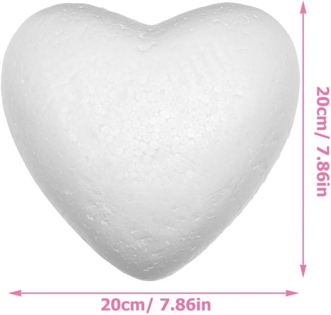 NUOBESTY 4Pcs Craft Foam Hearts Foam Hearts Balls 20cm Heart Shaped Polystyrene Painting Foam Modelling for DIY Craft Flower Arranging Wedding Decorations