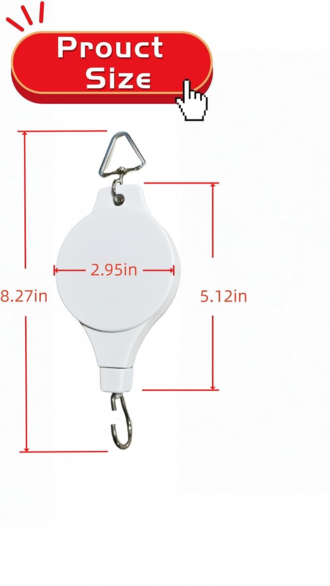 5PCS Heavy Duty Retractable Plant Hanger, Upgraded Plant Pulleys, Easy to Raise & Lower for Hanging Plants, Flower Pots, Hanging Planters, Bird Feeders (White-5PCS)