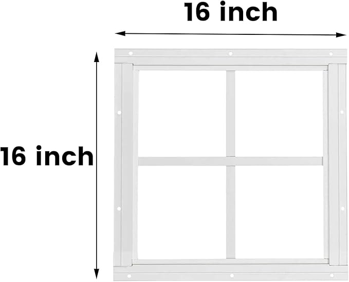 WRISIN 16" x 16" Square Shed Window 2 Pack with Tempered Glass