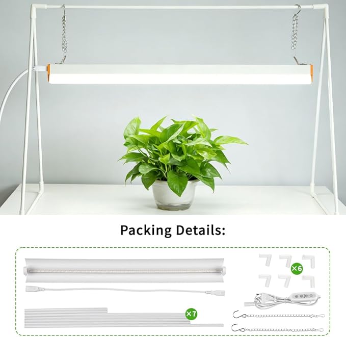 10W Grow Light Stand Kit for Indoor Plants, 2ft Plant Grow Rack with Full Spectrum, Enhanced Red Light for Flowering, Height Adjustable Iron Bracket, on and Off Switch