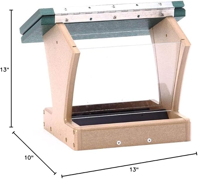 Birds Choice SN200 Two-Sided Hopper Feeder, Recycled Bird Feeder, Medium, Taupe/Green