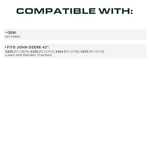 UDC Parts M174994 42 Inch Deck Belt Replacement for John Deere X330 X350 X354 X370 / Aramid Cord / 144.8 inches
