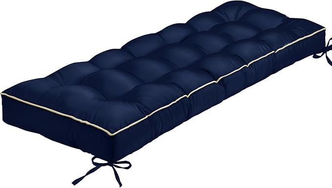 Outdoor Bench Cushion, Tufted Patio Seat Pad for Garden Bench, Porch Swing, Indoor/Outoor Furniture (Blue, 36X14X4 inch)
