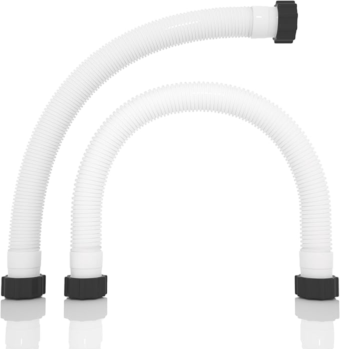 1.5" x 20" Pool Hose Replacement, Pack of 2 - Compatible with Above Ground Pools Filter Pump Hoses, Sand Filters, Saltwater Systems (1,500-2,500 GPH), White