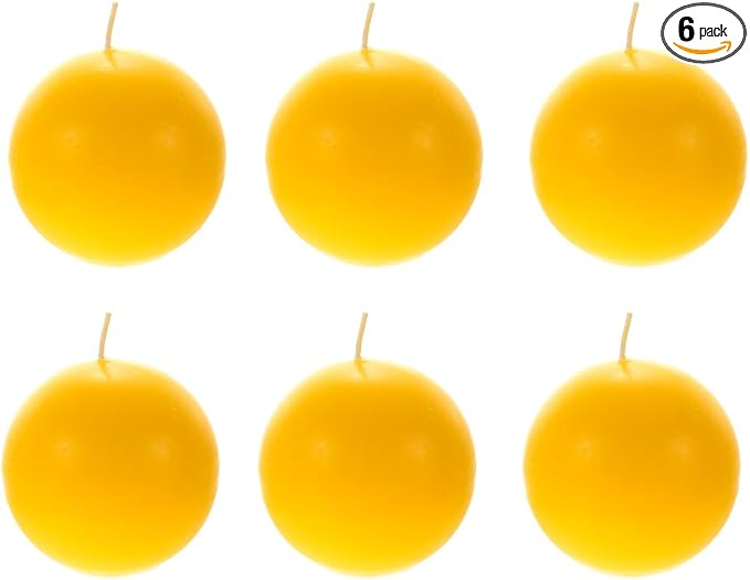 Mega Candles 6 pcs Scented Solid Citronella Ball Round Candles, Hand Poured Wax Candle 3 Inch Diameter, Indoor & Outdoor Use, Camping, Festivities, Events, Party Usage, Patio, Barbecue BBQ, Picnics