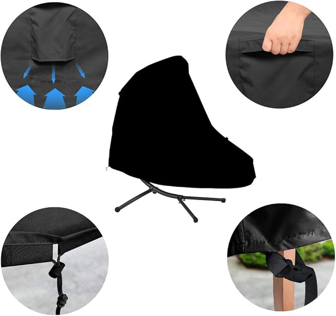 73 Inch Patio Hanging Chaise Lounge and Stand Cover with Zipper Waterproof Outdoor Curved Steel Hammock Lounger Swing Chair Covers