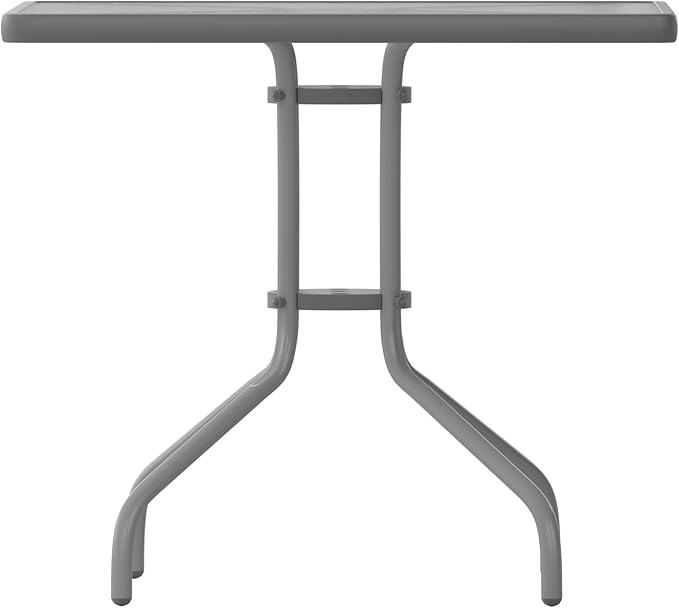 Flash Furniture Barker 31.5'' Square Tempered Glass Metal Table, Silver