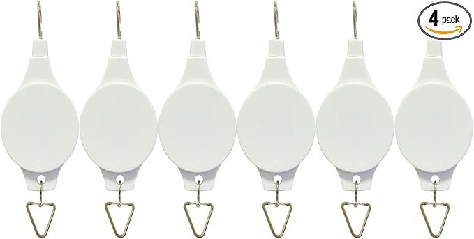 6 Pack Plant Hook Pulley, Retractable Plant Hanger Easy Reach Hanging Flower Basket for Garden Baskets Pots and Birds Feeder Hang High up and Pull Down to Water or Feed, White