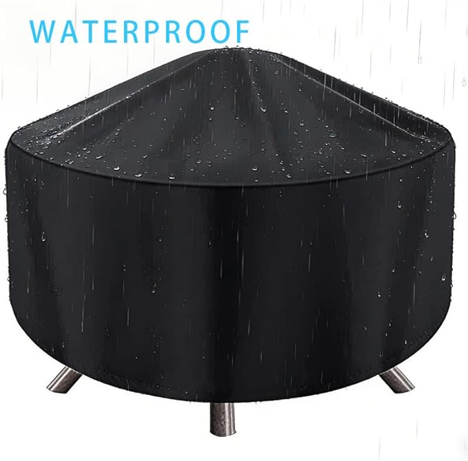 Round Fire Pit Cover for 22-32 Inch Firepit, Heavy Duty Outdoor Patio Fireplace Covers - Waterproof Dustproof Anti UV and Tear Resistant
