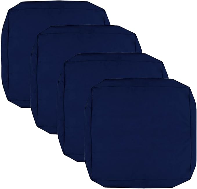FLYMEI Patio Cushion Covers 27x25x5 Waterproof Outdoor Cushion Cover Replacement 4Packs Outdoor Seat Cushion Slipcover for Rattan Chair Sofa, Navy Blue