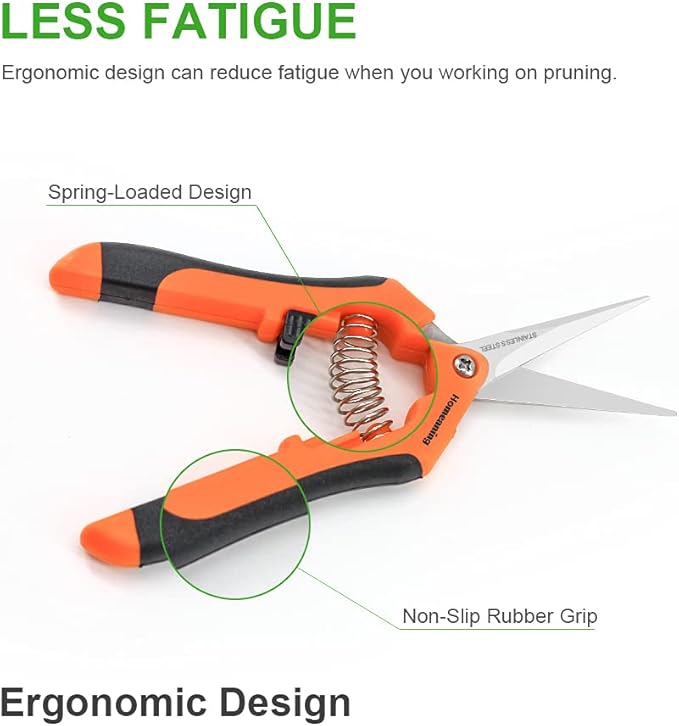 3 Packs Garden Pruning Shears with Straight Blades Trimming Scissors, Gardening Hand Pruning Snips Titanium Coated Precision Bonsai Pruning Shears, Convenient Flower Cutters (Orange)