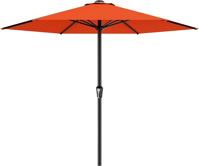 AreShark 11 FT Patio Umbrella for Outdoor, Outdoor Table Umbrella with Push Button Tilt and Crank, Outdoor Patio Umbrellas with 6 Sturdy Ribs, Patio Umbrellas for Market, Garden, Pool (Orange)