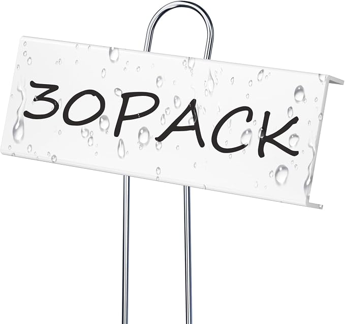 30 Pack Metal Plant Labels for Outdoor Garden Waterproof Plant Markers, Labels Garden Markers for Seedlings Herbs Vegetable Greenhouse Gifts with Pen - White