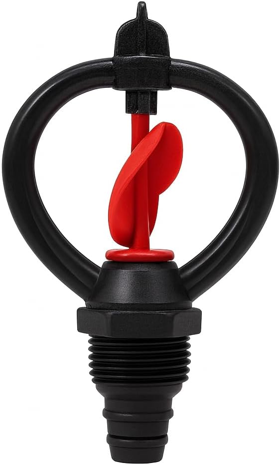 Orange Butterfly Rotating Sprinkler Nozzle — 360° Atomizing Micro Irrigation Head, 1/2 Inch External Thread, Water-Saving Mist Sprayer for Lawn, Garden & Agriculture